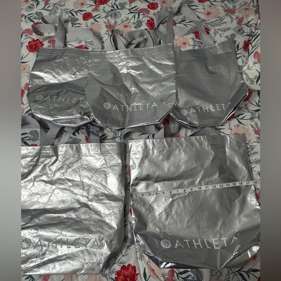 Athleta Handbags - Set of Five Silver Athleta Tote Bags - 2 Large 18” and 3 Medium 14” bags
